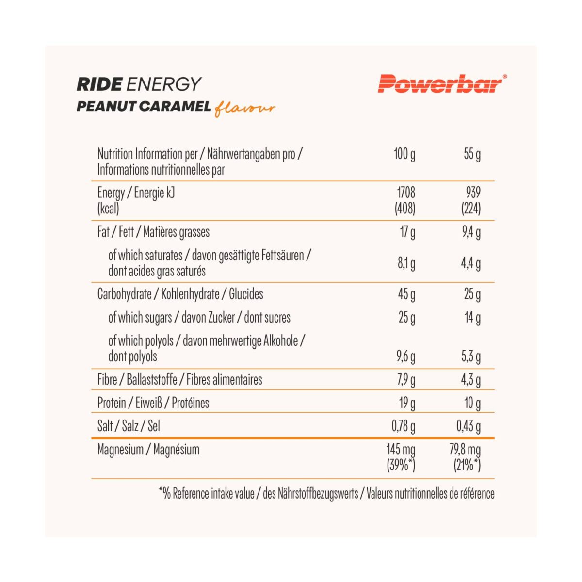 חטיפי אנרגיה Powerbar RIDE ENERGY Peanut