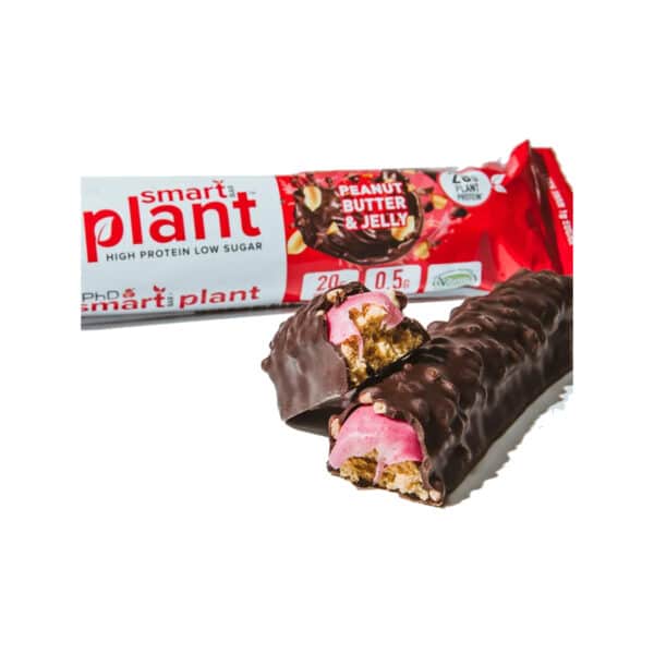 חטיף חלבון צמחי בטעם חמאת בוטנים וריבה PhD Smart Plant protein bar