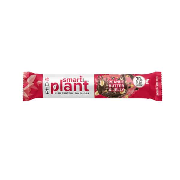 חטיף חלבון צמחי בטעם חמאת בוטנים וריבה PhD Smart Plant protein bar