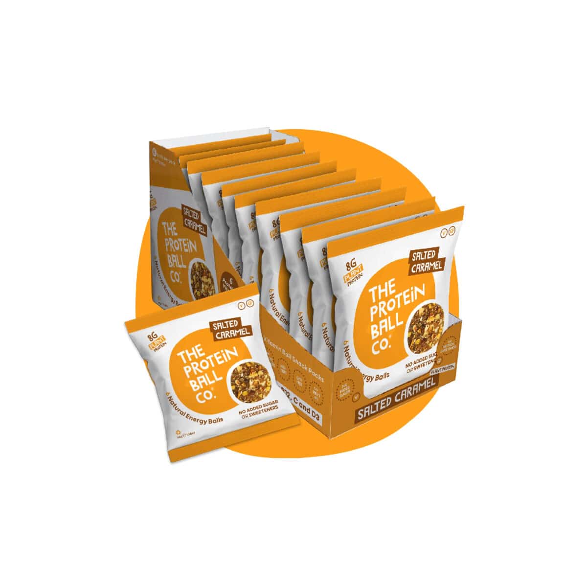 כדורי חלבון וויטמין בטעם קרמל מלוח טבעוני The protein ball co