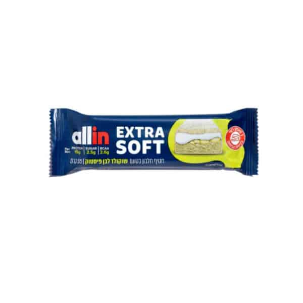 חטיף חלבון בטעם שוקולד לבן ופיסטוק allin protein bar (extra soft)