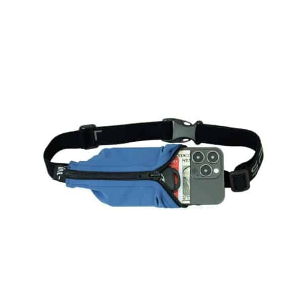 חגורת ריצה The SPIbelt Steel Blue/Black Zipper