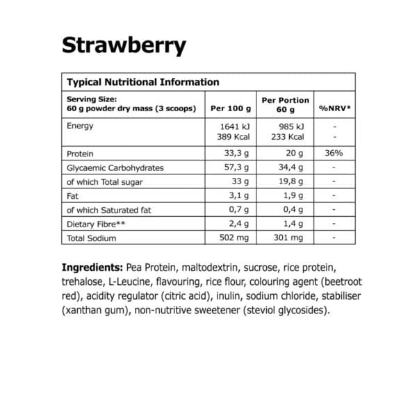 אבקת משקה בטעם תות 32Gi Recover Protein Carb Recovery Drink