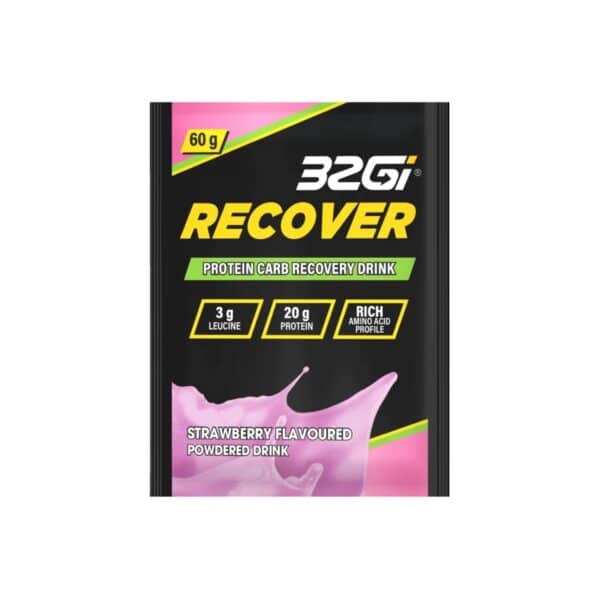 אבקת משקה בטעם תות 32Gi Recover Protein Carb Recovery Drink